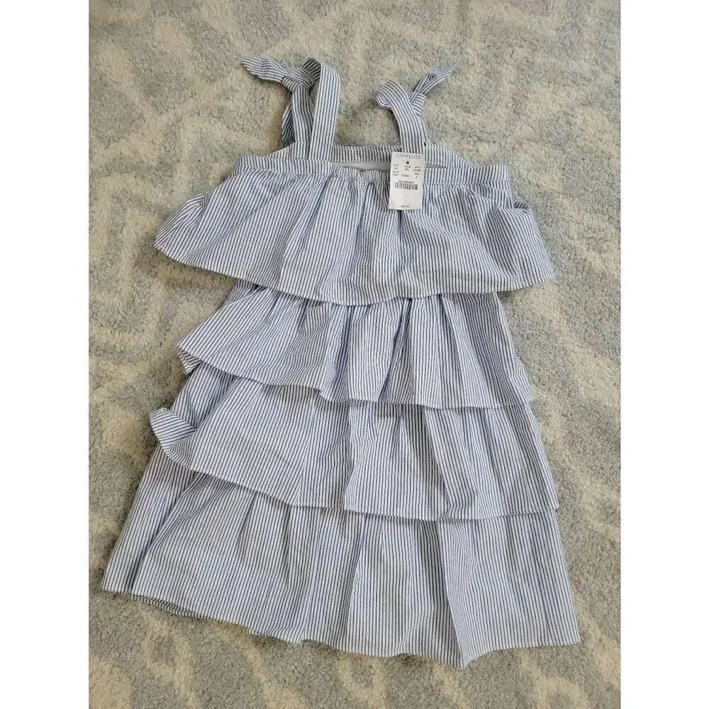 CrewCuts Girl's Seersucker Overlay Midi Tank Striped Dress 8 NWT